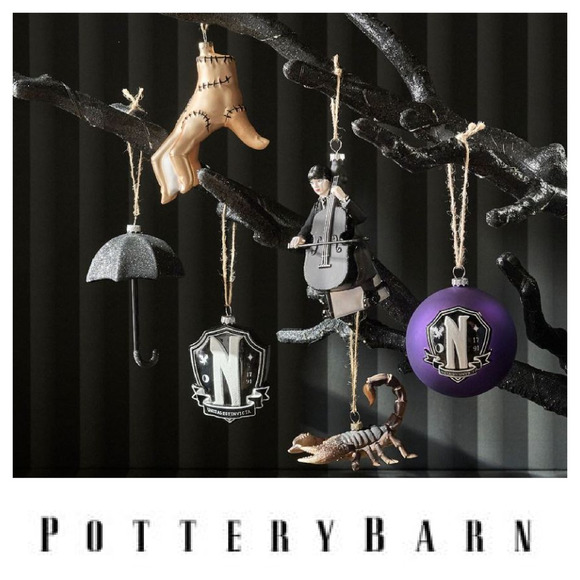 Pottery Barn Other - NEW Pottery Barn x Wednesday Addams Lot of 6 Ornaments Christmas Halloween Decor